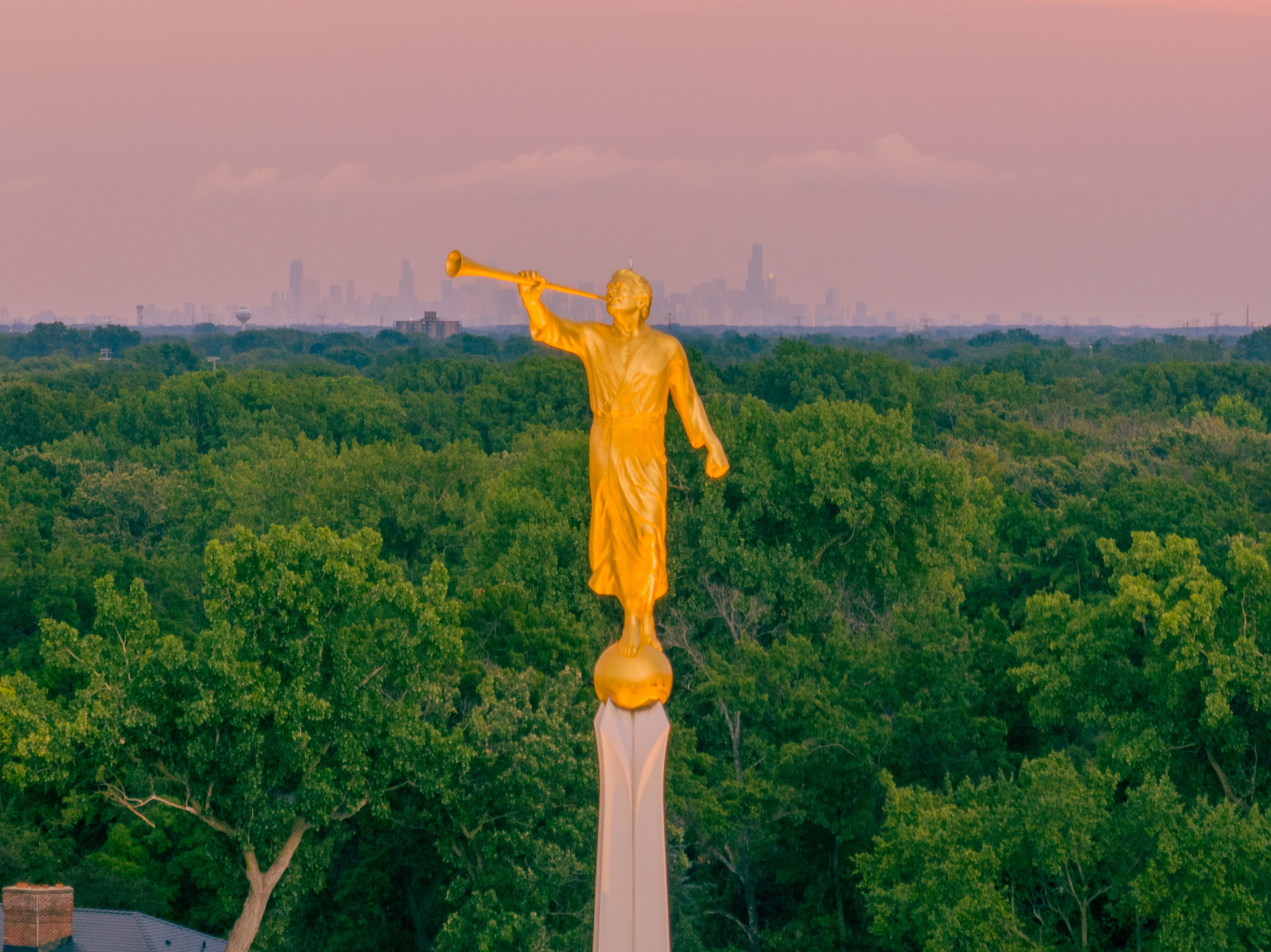 Proclaiming Peace: The Chicago Illinois Temple at Sunset