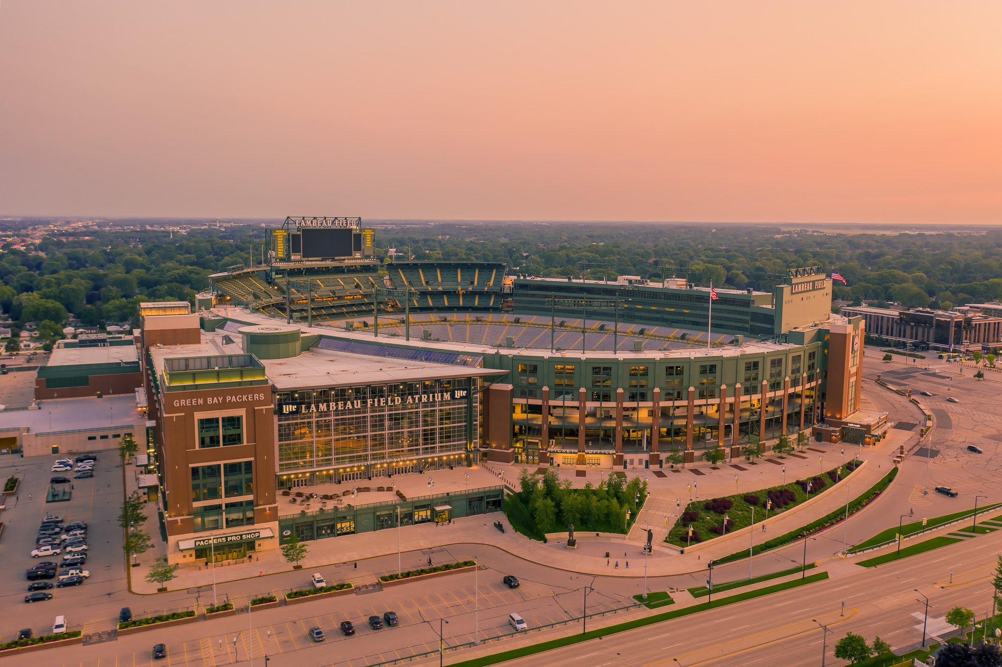 Lambeau Field at Dusk – The Heart of Green Bay Football