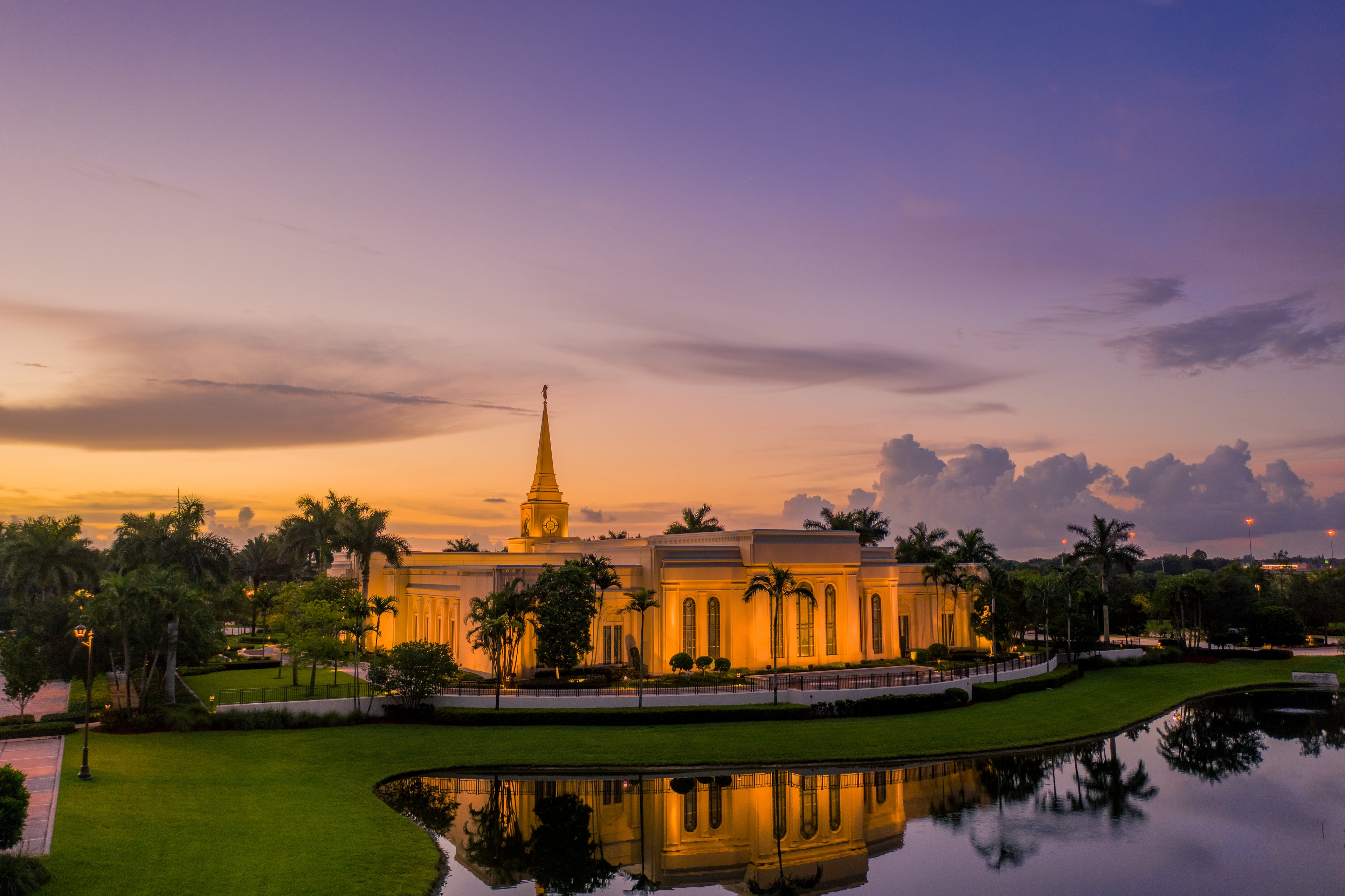 Reflections of Eternity: The Fort Lauderdale Temple at Dusk