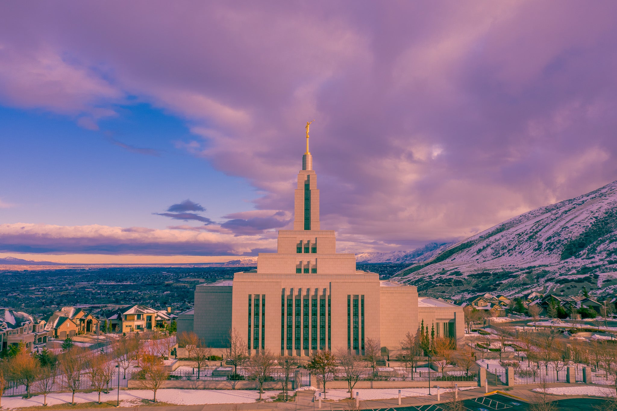 Draper Temple in Winter Twilight