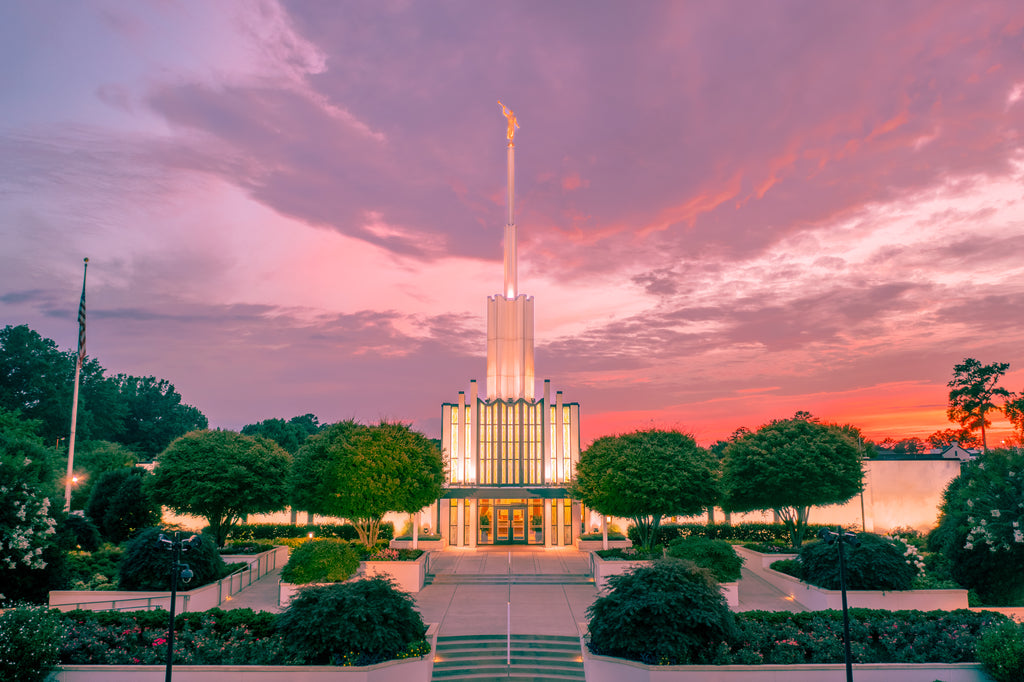 Heavenly Glow: Atlanta Georgia Temple in the Evening Light