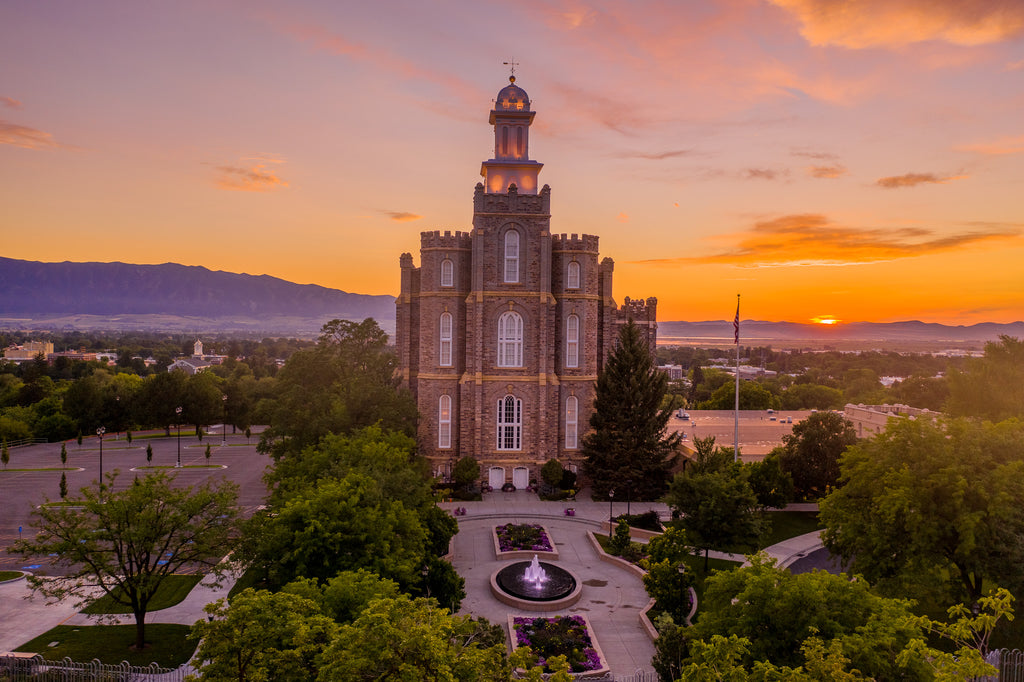 Herald of the Morning: Logan Temple at Sunrise