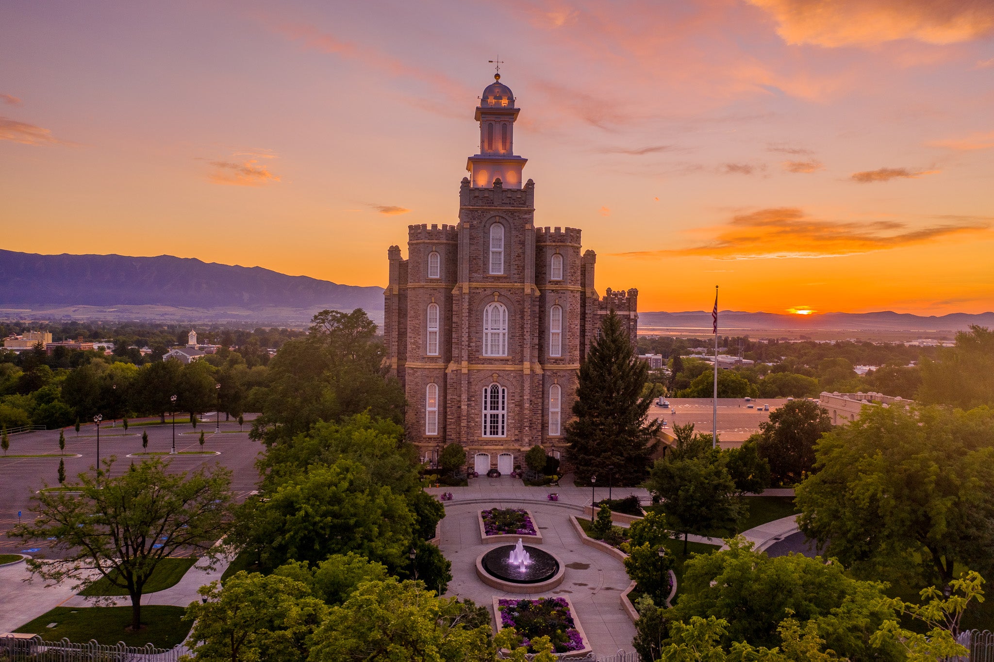 Herald of the Morning: Logan Temple at Sunrise