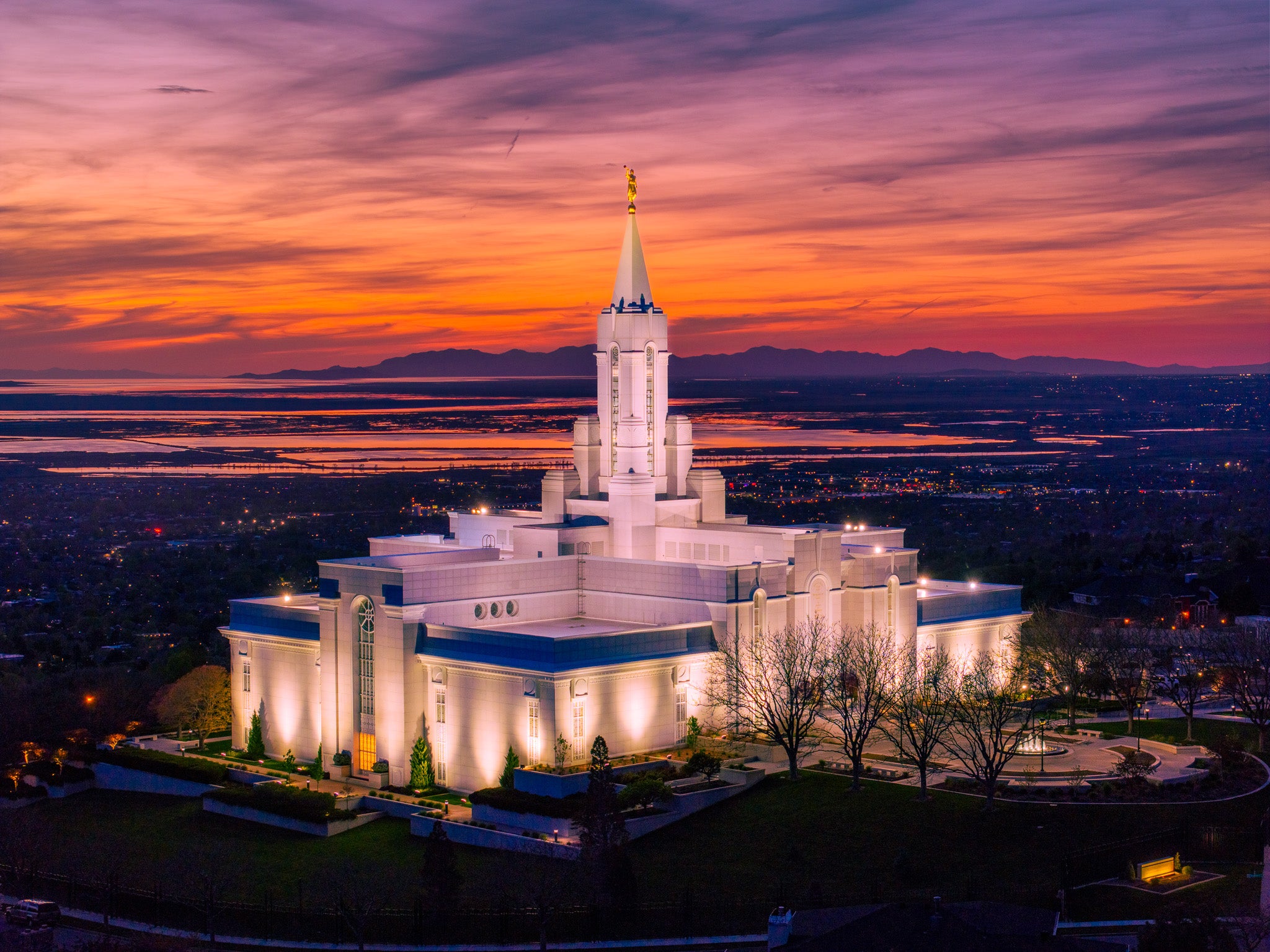 Divine Light: Bountiful Utah Temple at Sunset